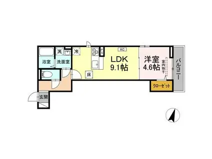 D-ROOM八本松1丁目(1LDK/1階)の間取り写真