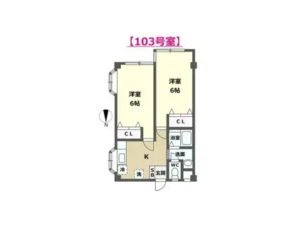 カメリア(2K/1階)の間取り写真