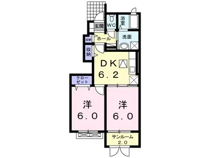 シャルマン ハイツIII(2DK/1階)の間取り写真