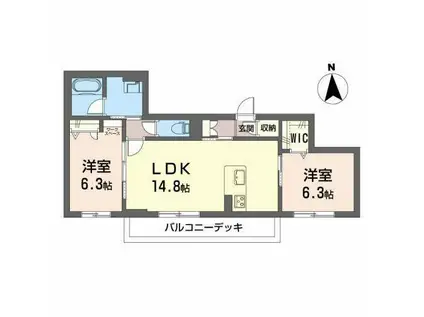 シャーロット(2LDK/1階)の間取り写真