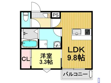 LECOCON津島II(1LDK/2階)の間取り写真
