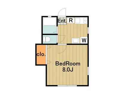 ドーム多摩E(1DK/2階)の間取り写真