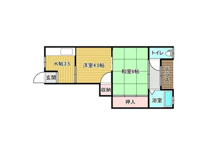 グランコートII番館(2DK/3階)の間取り写真