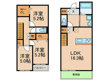 コージーコネクト舞松原駅前(3LDK/1階)の間取り写真