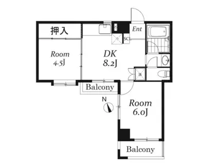 第6メゾンドヨシノ(2DK/3階)の間取り写真