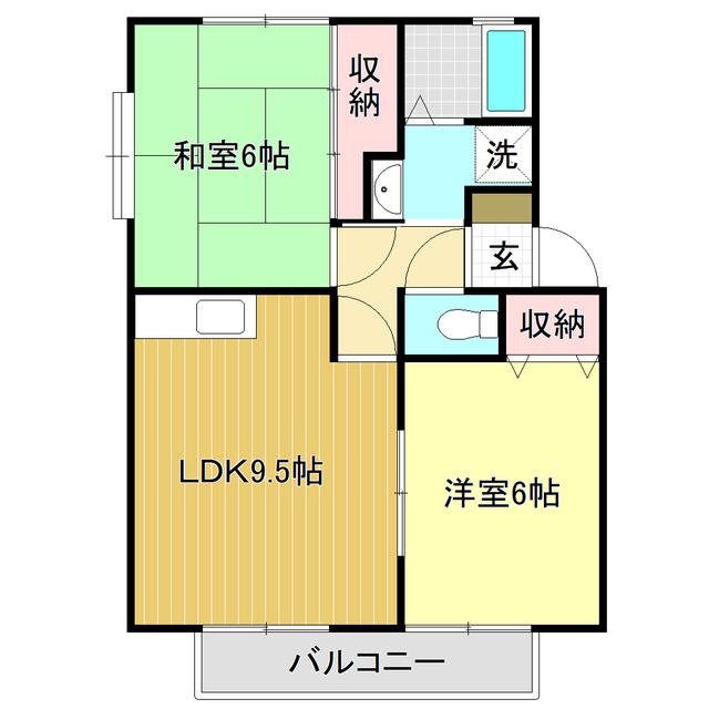 ラピスハイネス(2LDK/2階)の間取り写真