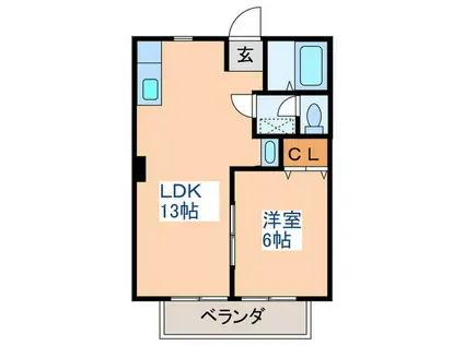 アビタシオンKS(1LDK/1階)の間取り写真