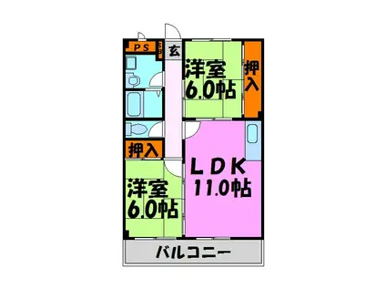 パストラルUII(2LDK/2階)の間取り写真