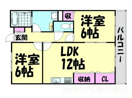 エクセレント谷II(2LDK/4階)の間取り写真
