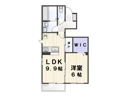 ＪＲ予讃線 卯之町駅 徒歩6分 2階建 築7年(1LDK/1階)の間取り写真