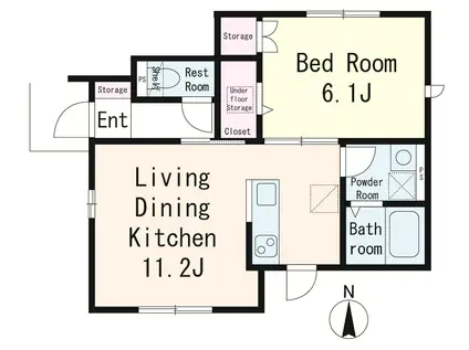 プランドール縁(1LDK/1階)の間取り写真