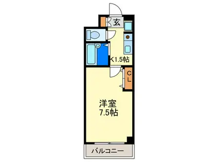 セゾン・ド・ヴィラ平尾(1K/4階)の間取り写真