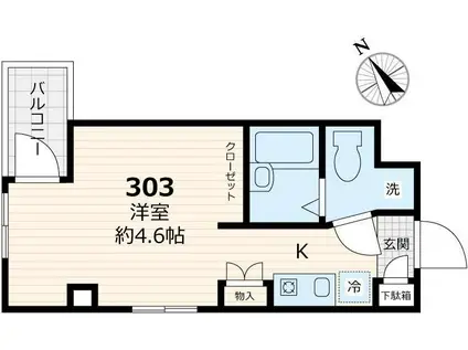 クララハウス(ワンルーム/2階)の間取り写真