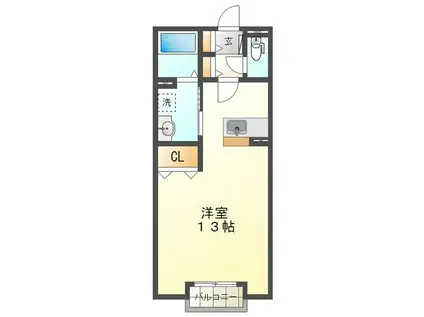 FOUR SEASON A棟(ワンルーム/2階)の間取り写真