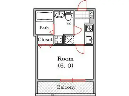 サムティ土佐堀RIBERA(1K/2階)の間取り写真