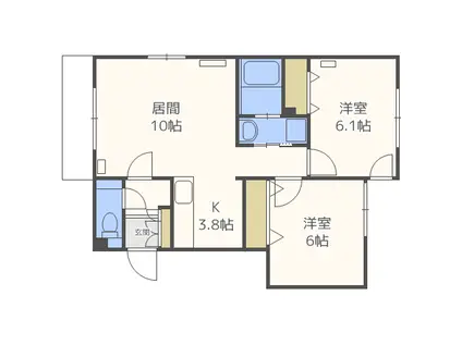 グランメール 八軒7東(2LDK/1階)の間取り写真