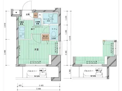 メインステージ白山(1K/6階)の間取り写真