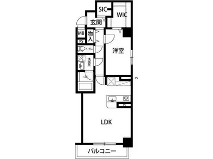 レジデンス京町通(1LDK/2階)の間取り写真