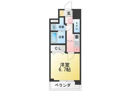 S-RESIDENCE四日市駅前COULEUR(1K/14階)の間取り写真