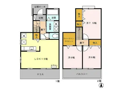 GREEN FOREST聖蹟(3LDK/1階)の間取り写真