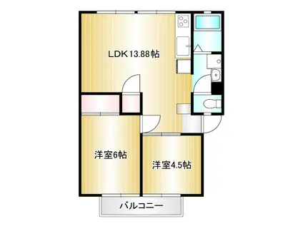 ベルメゾンツネ(2LDK/2階)の間取り写真