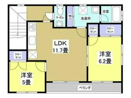 シエスタ海老塚(2LDK/2階)の間取り写真