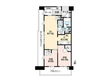 エコヴィレッジ光が丘公園(2LDK/7階)の間取り写真