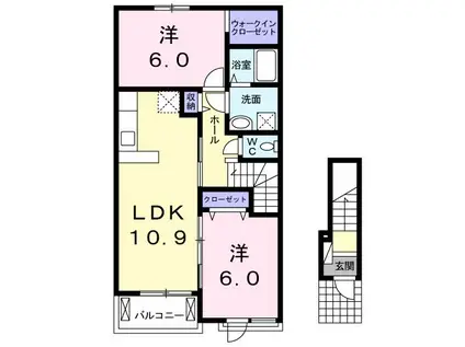 コンフォール ベル・ウッド(2LDK/2階)の間取り写真