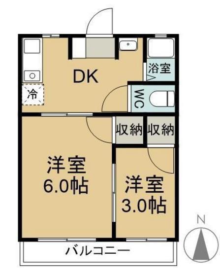 新松島コーポ(2DK/2階)の間取り写真
