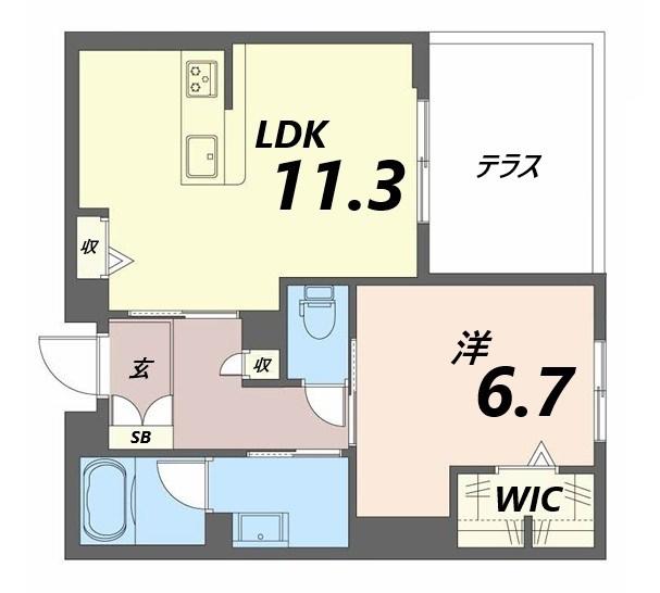 シャーメゾン 木の実(1LDK/1階)の間取り写真