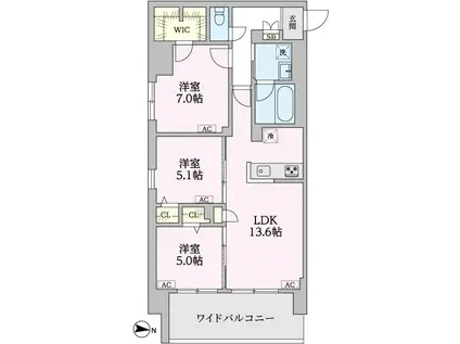 豊玉カームマンションイースト(3LDK/5階)の間取り写真