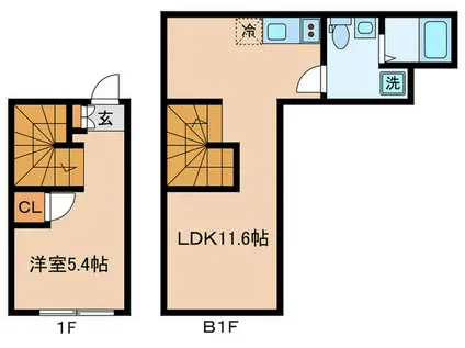 MAISON DE 神楽坂(1LDK/B1階)の間取り写真
