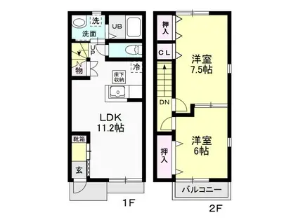 MAISONETTE6(2LDK/1階)の間取り写真
