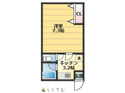 コーポラス蘭(1K/2階)の間取り写真