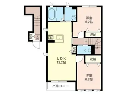 グランドパレスA(2LDK/2階)の間取り写真