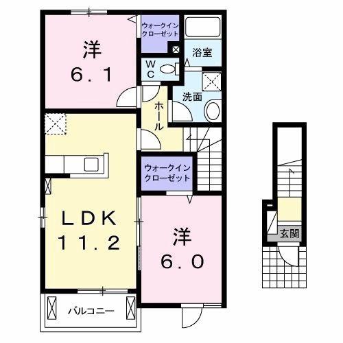 ラ・フォルテII(2LDK/2階)の間取り写真