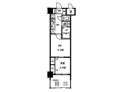 ビガーポリス452天神一丁目II(1DK/5階)の間取り写真