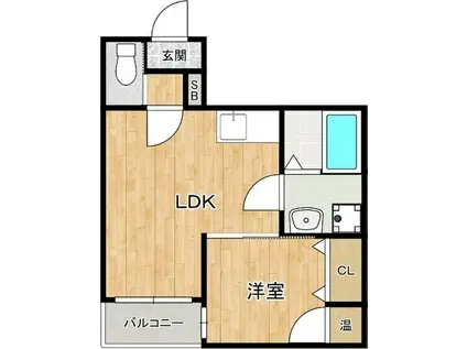 F ASECIA TENO(1LDK/3階)の間取り写真