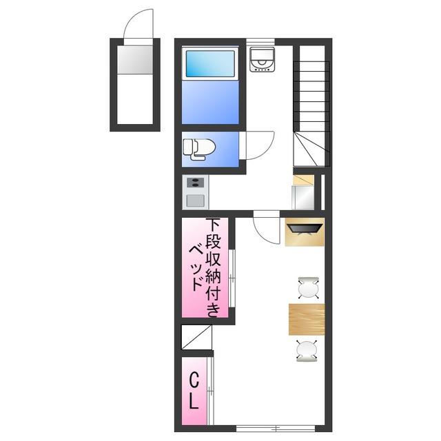 レオパレス中浜2番館(1K/2階)の間取り写真