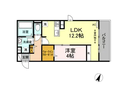 アルバルーチェ黒髪(1LDK/3階)の間取り写真