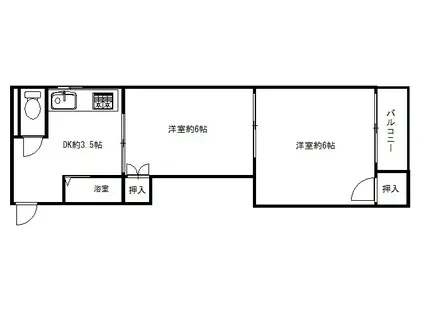 ジョイフルミサキ(2DK/3階)の間取り写真