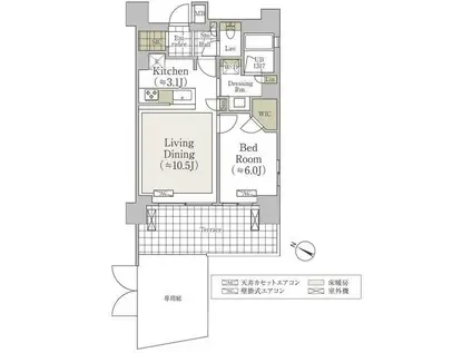 エスクラッセ松濤(1LDK/1階)の間取り写真