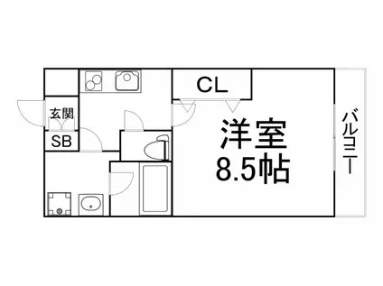 ラ ルナ都島(1K/6階)の間取り写真