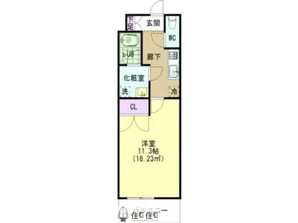 PARQUE HIMORI(1K/3階)の間取り写真