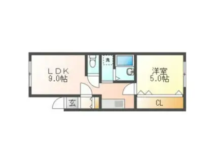 グレースコート川沿(1LDK/1階)の間取り写真