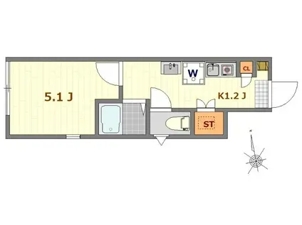 AMATERRACE南大泉(1K/1階)の間取り写真