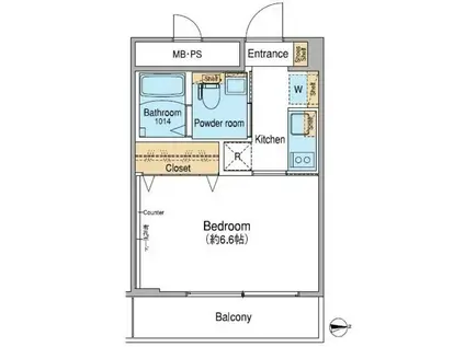 フウ大井町バイラティエラ(1K/8階)の間取り写真