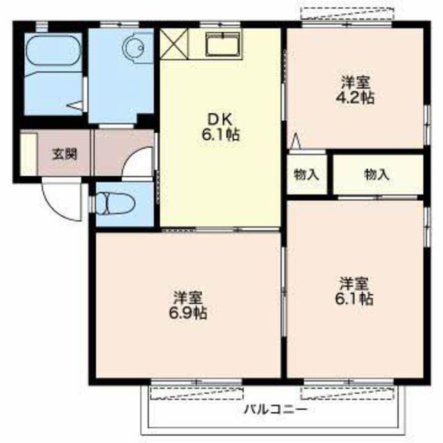 エクセレントTAKA A(3DK/2階)の間取り写真