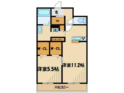 LA TOUR南橋本(1LDK/3階)の間取り写真