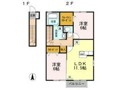 グランモア A・B・C棟(2LDK/2階)の間取り写真